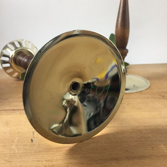 Retro Turned Wood and Metal Pair Candle Holders Votive Tall - Picture 8 of 10